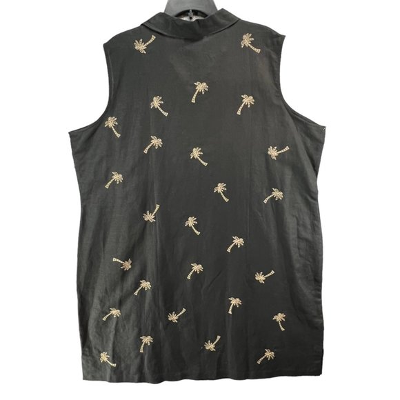 Coldwater Creek Dress Womens 3XL Black Linen Blend Sheath Sleeveless Palm Trees - Picture 3 of 10